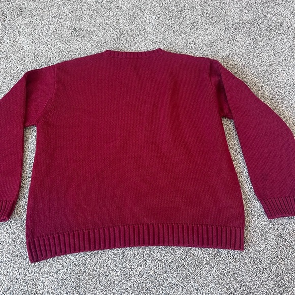 Charter Club Women’s 100% Cotton Full Sleeve Round Neck Ribbed Maroon Sweater M - Picture 7 of 9